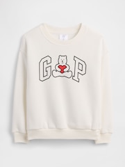 Gap White Logo Relaxed Crew Neck Sweatshirt (6mths-5yrs) - Image 1 of 3