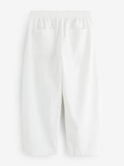 Gap White Mid Rise Linen-Blend Easy Barrel Trousers - Image 2 of 6