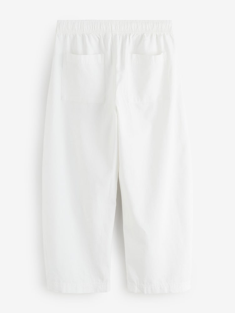 Gap White Mid Rise Linen-Blend Easy Barrel Trousers - Image 2 of 6