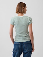 Gap Green Stripe Modern Crew neck T-Shirt - Image 2 of 3