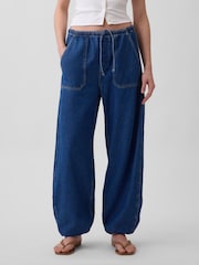 Gap Dark Wash High Waisted UltraSoft Easy Barrel Jeans - Image 1 of 4