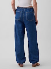 Gap Dark Wash High Waisted UltraSoft Easy Barrel Jeans - Image 2 of 4