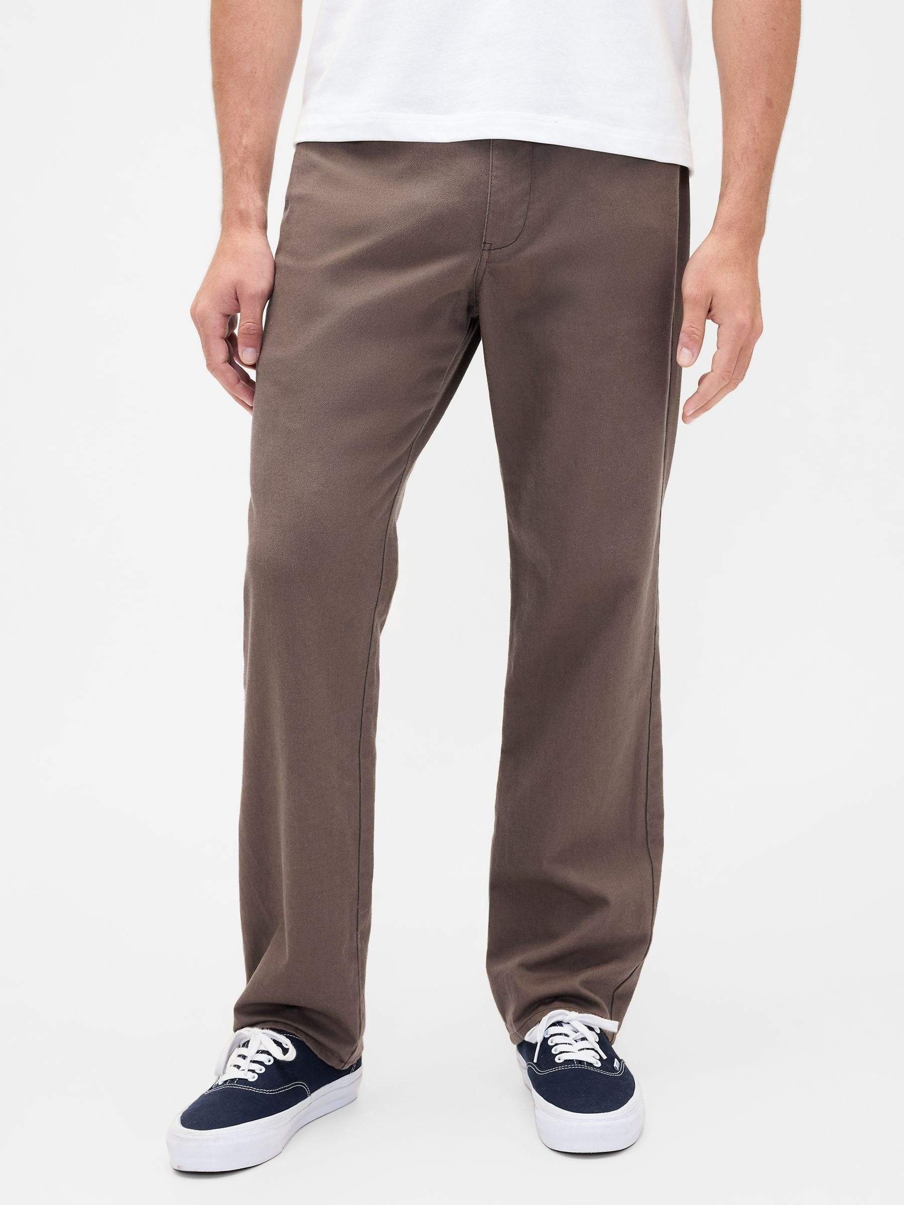 Gap Brown Linen-Cotton Relaxed Straight Trousers