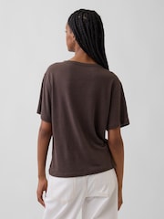 Gap Brown Linen-Blend Relaxed T-Shirt - Image 2 of 3