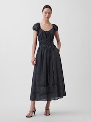 Gap Black Voile Polka Dot Smocked Waist Maxi Dress - Image 1 of 4