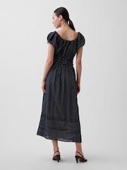 Gap Black Voile Polka Dot Smocked Waist Maxi Dress - Image 2 of 4