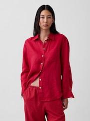 Gap Red Linen Oversized Shirt - Image 1 of 4