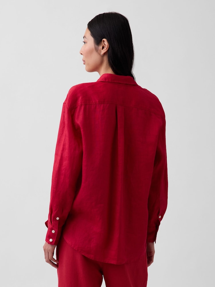 Gap Red Linen Oversized Shirt - Image 2 of 4