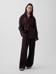 Maro - Gap Linen-Blend Relaxed Wide-Leg Trousers - Imaginea 3 din 4
