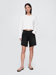 Gap Black 8inch Mid Rise '90s Loose Denim Bermuda Shorts - Image 5 of 5