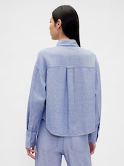 Gap Blue Linen-Cotton Oversized Shirt - Image 2 of 4