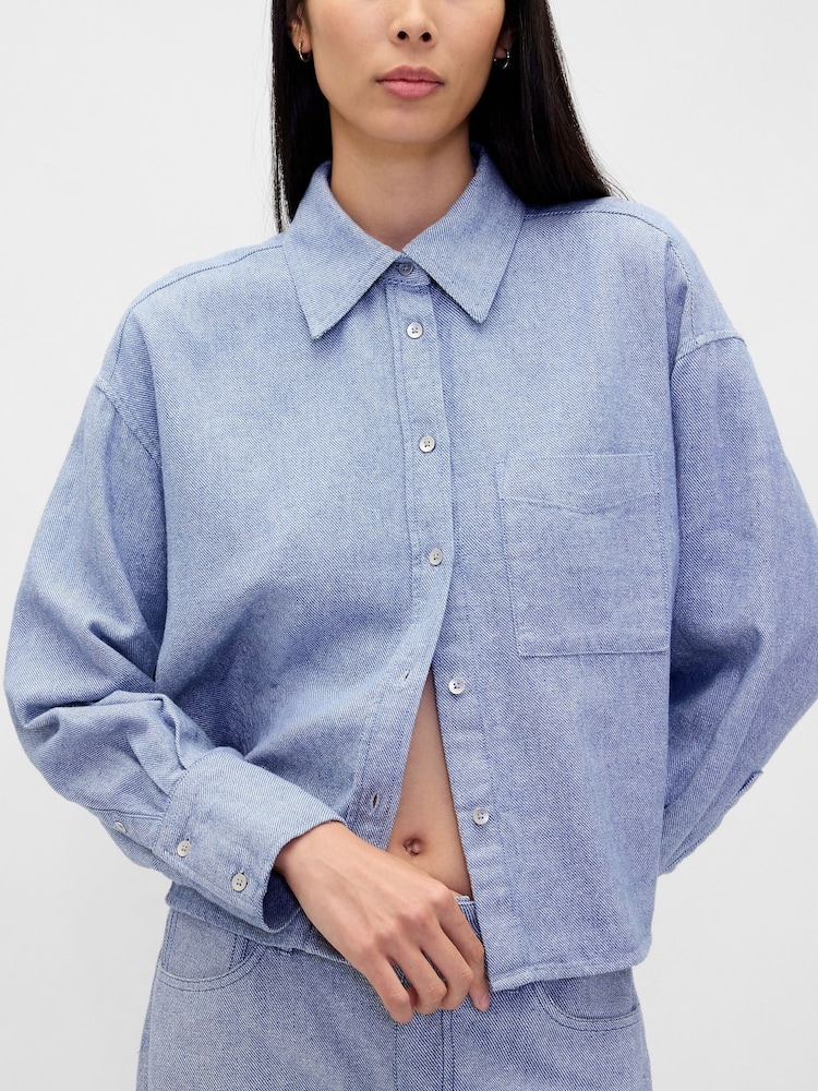Gap Blue Linen-Cotton Oversized Shirt - Image 4 of 4 Gap Blue Linen-Cotton Oversized Shirt - Image 4 of 4