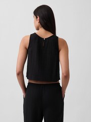 Gap Black Cotton Gauze Racer Shell Vest - Image 2 of 4
