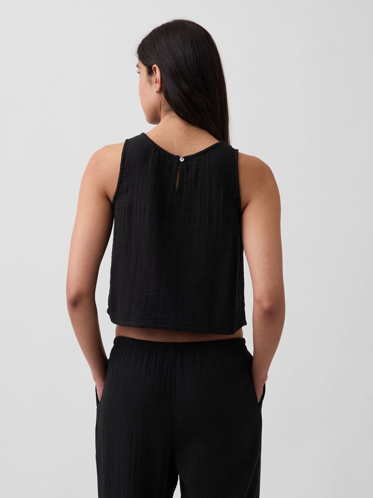Gap Black Cotton Gauze Racer Shell Vest - Image 2 of 4