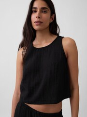 Gap Black Cotton Gauze Racer Shell Vest - Image 4 of 4