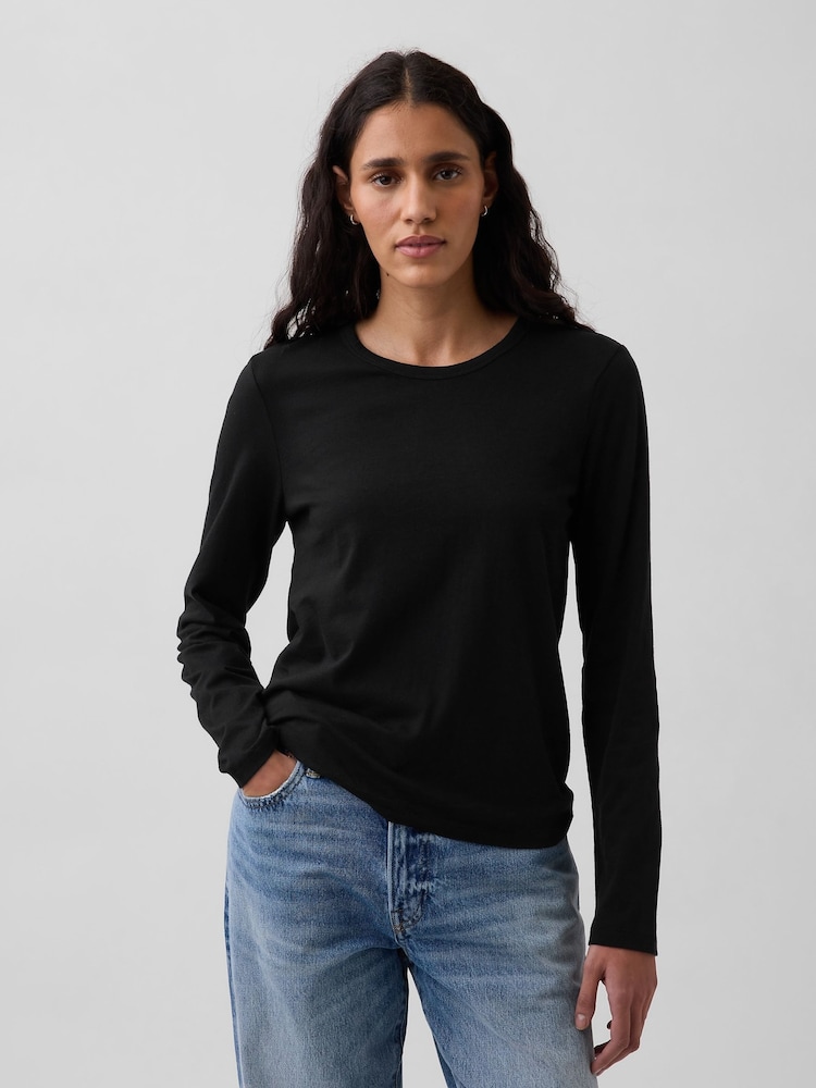 Gap Black Cotton VintageSoft Long Sleeve T-Shirt - Image 1 of 1 Gap Black Cotton VintageSoft Long Sleeve T-Shirt - Image 1 of 1
