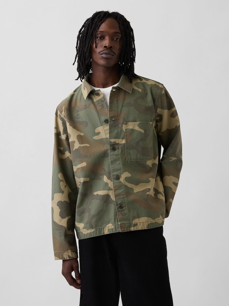 Gap Canvas Denim Camo Utility Shirt - Imaginea 1 din 4