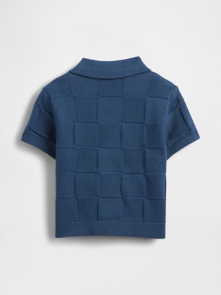 Gap Johnny-Collar Checkered Jumper (6mths-5yrs) - Imaginea 2 din 2