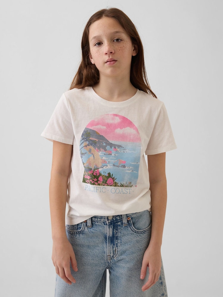 Cream - Tricou grafic Gap cu croi lejer (4-13ani) - Imaginea 1 din 1