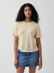 Gap Yellow Linen-Blend Relaxed T-Shirt - Image 1 of 4