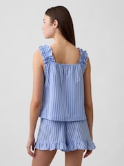 Blau gestreift - Gap Ruffle Poplin Pyjama Top - Bild 2 von 5