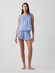 Blau gestreift - Gap Ruffle Poplin Pyjama Top - Bild 3 von 5