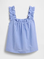 Blau gestreift - Gap Ruffle Poplin Pyjama Top - Bild 4 von 5