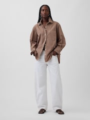 Gap Brown Cotton Poplin Big Shirt - Image 3 of 4