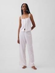 Gap White Linen-Blend Pintuck Crop Pyjama Vest - Image 3 of 4