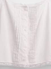 Gap White Linen-Blend Pintuck Crop Pyjama Vest - Image 4 of 4