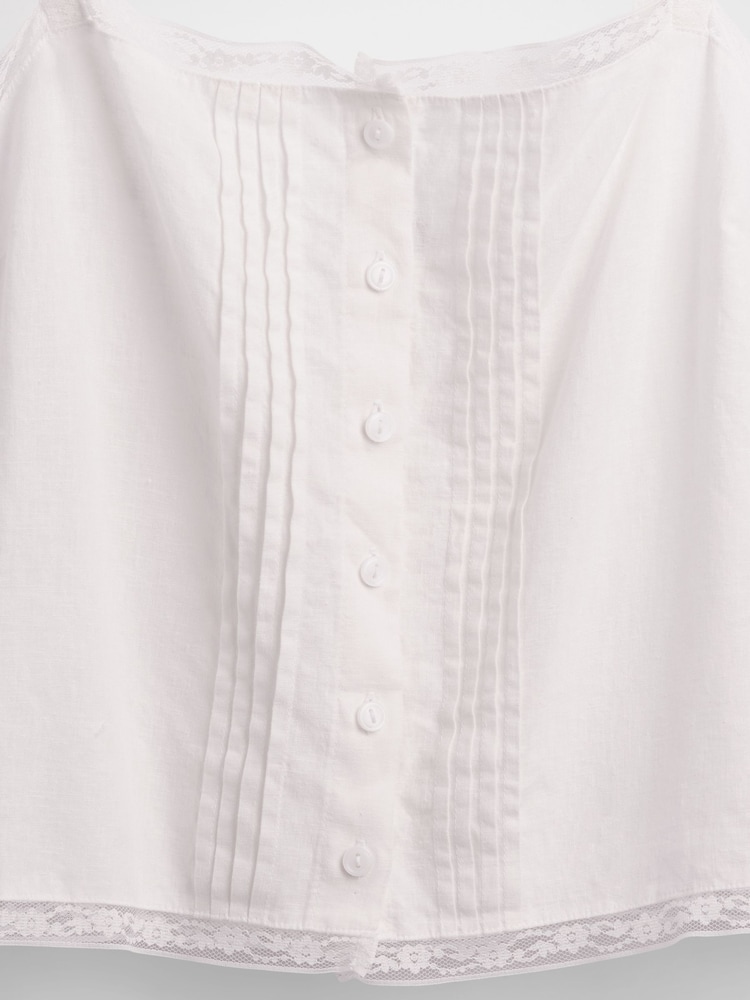 Gap White Linen-Blend Pintuck Crop Pyjama Vest - Image 4 of 4