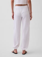 Gap White Cotton Gauze Barrel Cuffed Trousers - Image 2 of 4