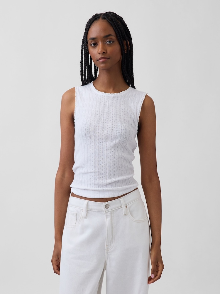 Gap White Pointelle Shell Vest - Image 1 of 4 Gap White Pointelle Shell Vest - Image 1 of 4