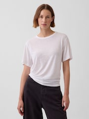 Gap White Linen-Blend Relaxed T-Shirt - Image 1 of 4