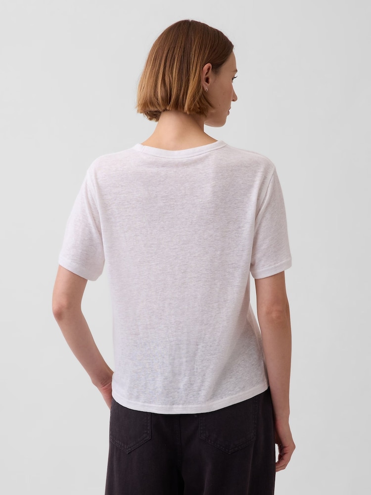 Gap White Linen-Blend Relaxed T-Shirt - Image 2 of 4