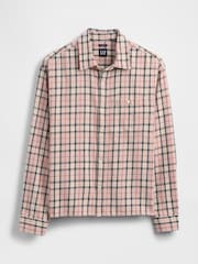 Roz în carouri - Gap Sunwashed Twill Straight-Hem Shirt - Imaginea 4 din 4