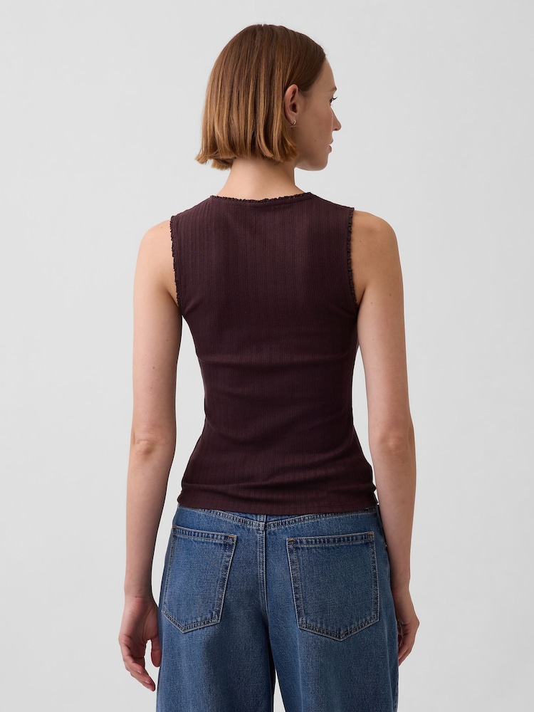 Gap Brown Pointelle Shell Vest - Image 2 of 3 Gap Brown Pointelle Shell Vest - Image 2 of 3