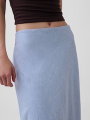 Gap Blue Linen-Blend Maxi Slip Skirt - Image 4 of 4