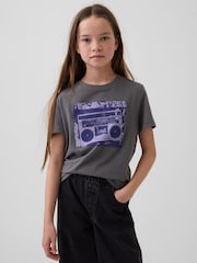 Gri - Tricou grafic Gap cu croi lejer (4-13ani) - Imaginea 1 din 1