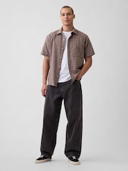 Vérification Brown - Chemise Gap texturée en lin et coton - Image 3 de 4