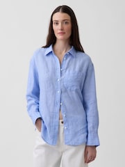 Gap Blue Linen Oversized Shirt - Image 1 of 4