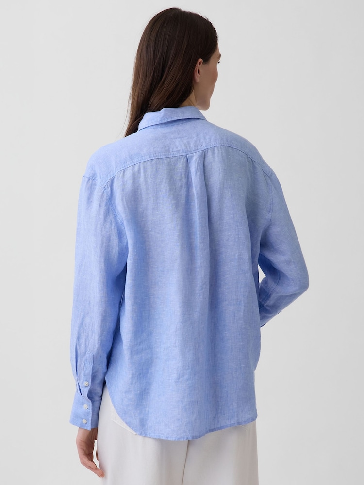 Gap Blue Linen Oversized Shirt - Image 2 of 4