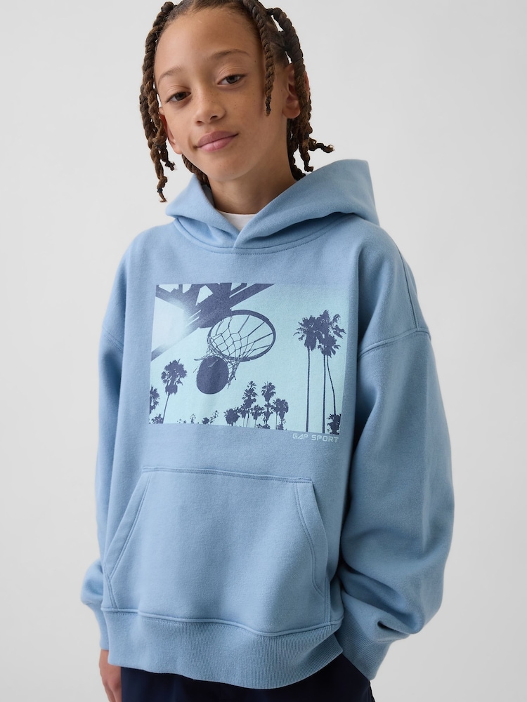 Bleu - Gap VintageSoft Relaxed Graphic Hoodie (4-13yrs) - Image 1 de 5