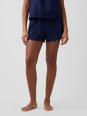 Albastru - Gap Poplin Eyelet pyjama Shorts - Imaginea 3 din 5