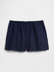Albastru - Gap Poplin Eyelet pyjama Shorts - Imaginea 4 din 5