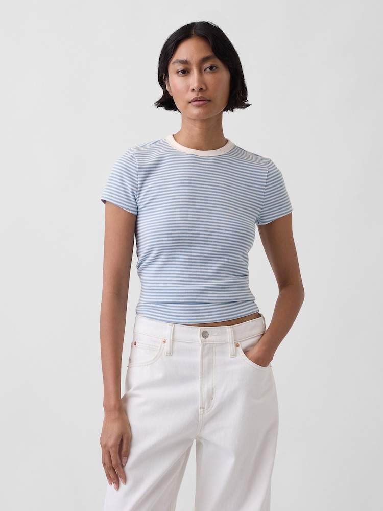 Gap Blue Stripe Modern Crew neck T-Shirt - Image 1 of 4