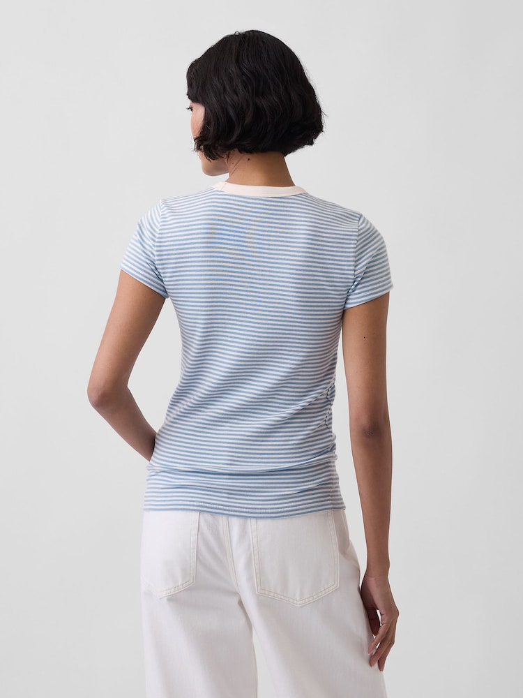 Gap Blue Stripe Modern Crew neck T-Shirt - Image 2 of 4