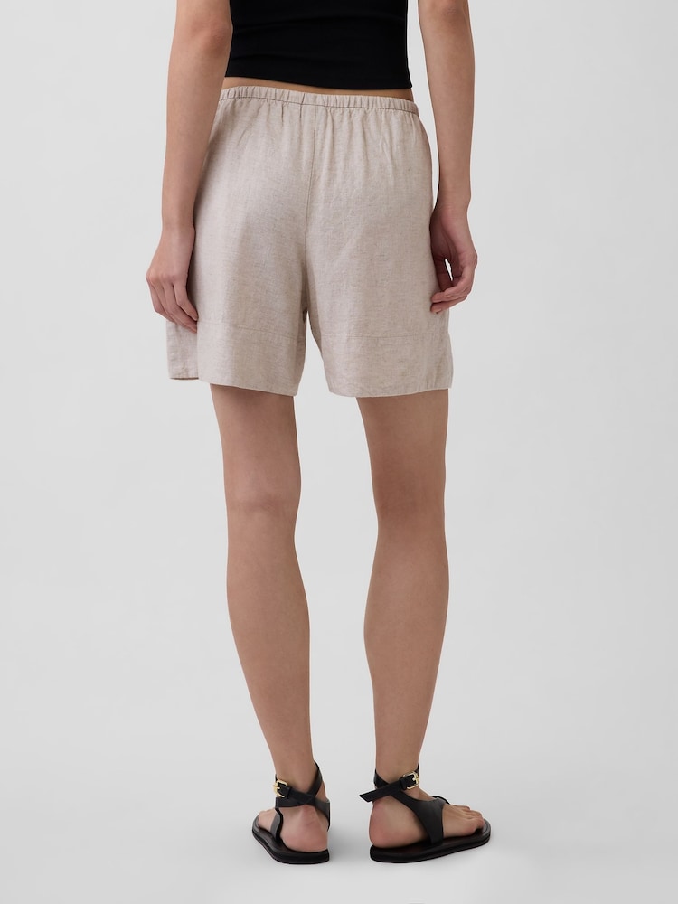 Bej - Gap Linen-Blend Easy Shorts - Imaginea 2 din 4