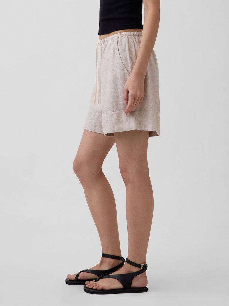 Bej - Gap Linen-Blend Easy Shorts - Imaginea 4 din 4