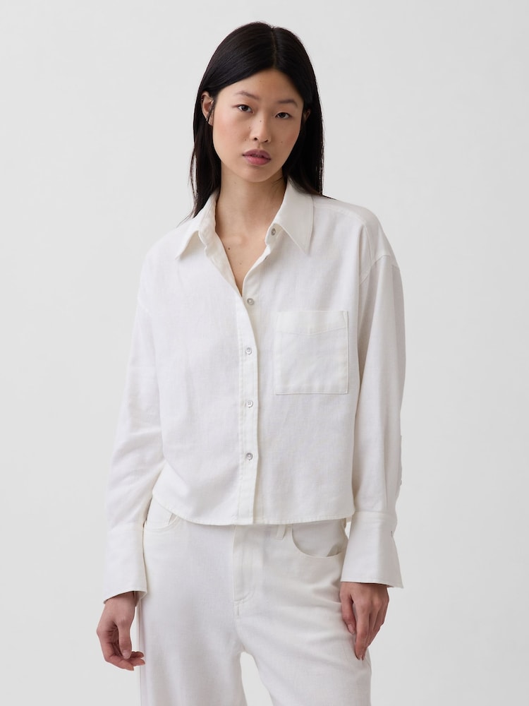 Gap White Linen Oversized Shirt - Image 1 of 5